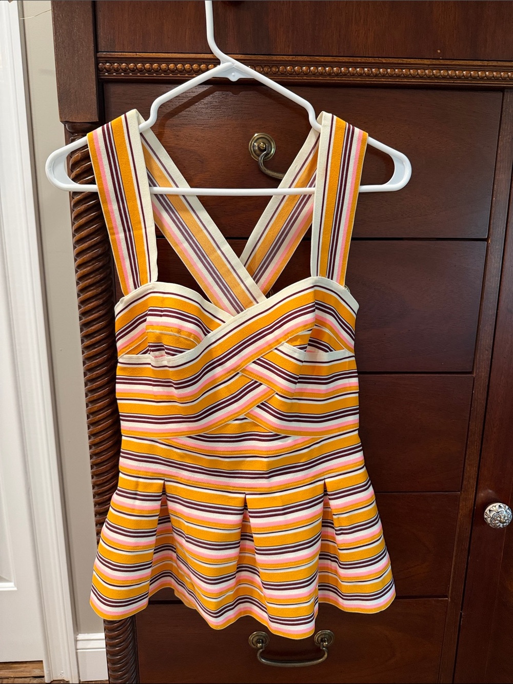 HD in Paris Yellow Pink Striped Crossback One-Piece Bodysuit